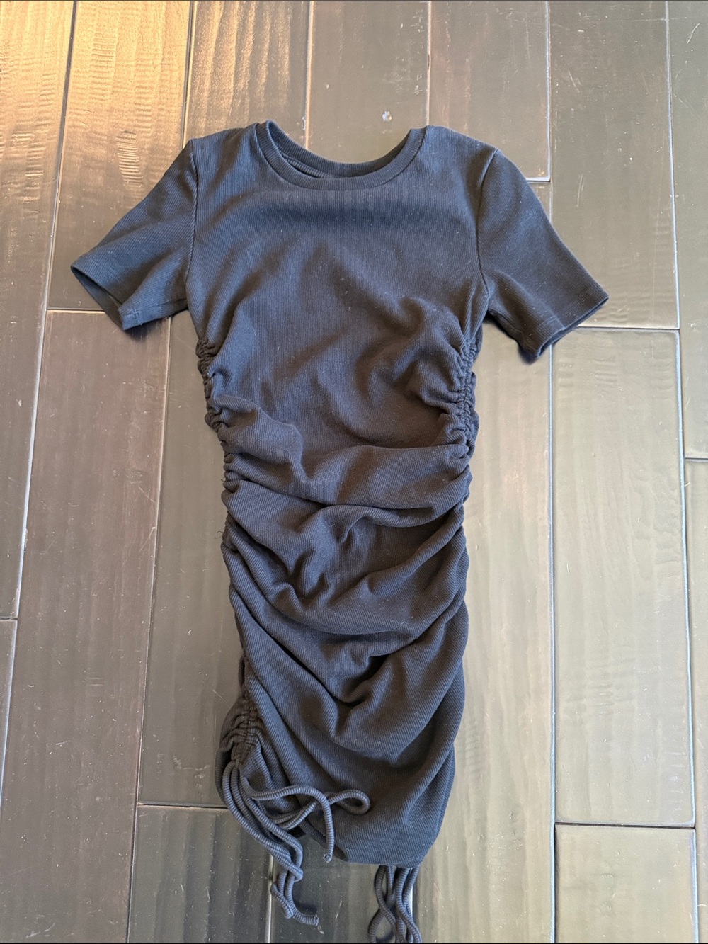 Zara Black Ruched Side-Tie Mini Dress